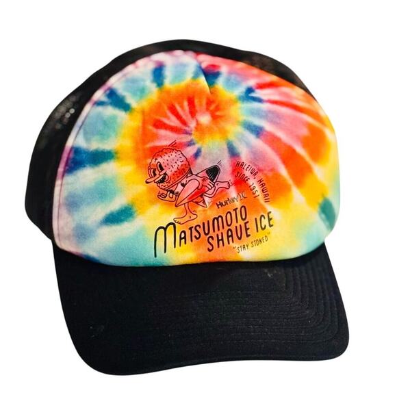 Hurley Matsumoto Shave Ice Hat Unisex Adjustable Tie Dye Trucker Surfcore - Picture 1 of 6